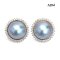 Approx. 13.0 mm, Amami Oshima Mabe Pearl, Solitaire Pearl Halo Diamond Stud Earrings