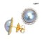 Approx. 13.0 mm, Amami Oshima Mabe Pearl, Solitaire Pearl Halo Diamond Stud Earrings