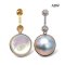 Approx. 13.0 mm, Amami Oshima Mabe Pearl, Diamond Bar Dangle Pearl Stud Earrings