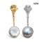 Approx. 13.0 mm up, Amami Oshima Mabe Pearl, Cabaret Diamond Stripe Dangle Pearl Stud Earrings