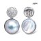 Approx. 13.0 mm, Amami Oshima Mabe Pearl, Coin Flower Diamond Paved Dangle Pearl Stud Earrings