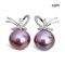 Approx. 12.0 mm, Edison Pearl, Bow CZ Paved Pearl Stud Earrings