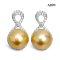 Approx. 11.0 mm, Gold South Sea Pearl, Infinity Pearl Stud Earrings