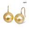 Approx. 11.0 mm, Gold South Sea Pearl, Pearl Fish Hooks Earrings