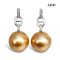 13.1 mm and 13.1 mm, Gold South Sea Pearl, CD Diamond Dangle Pearl Stud Earrings