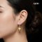 13.1 mm and 13.1 mm, Gold South Sea Pearl, CD Diamond Dangle Pearl Stud Earrings