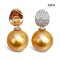 Approx. 13.0 mm, Gold South Sea Pearl, Diamond Leaf Dangle Pearl Stud Earrings