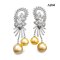 (GRA) Approx. 11.0 - 13.0 mm, Gold South Sea Pearl, PAYA NAKA Double Dangle Pearls Stud Earrings