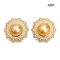 Approx. 13.0 mm, Gold South Sea Pearl, Sun Halo CZ Solitaire Pearl Stud Earrings