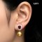 12.0 mm and 12.1 mm, Gold South Sea Pearl, Oval Shape Garnet Halo White Zircon Dangle Pearl Stud Earrings