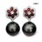Approx. 15.0 mm, Tahitian Pearl, Flower Garnet Halo White Zircon Dangle Pearl Stud Earrings
