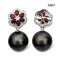Approx. 15.0 mm, Tahitian Pearl, Flower Garnet Halo White Zircon Dangle Pearl Stud Earrings