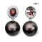 Approx. 15.2 mm, Tahitian Pearl, Garnet Halo White Topaz Dangle Pearl Stud Earrings