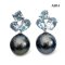 Approx. 15.0 mm, Tahitian Pearl, Fancy Shape Aquamarine Dark Dangle Pearl Stud Earrings