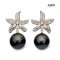 Approx. 14.0 - 15.0 mm, Tahitian Pearl, Lilly CZ Paved Dangle Pearl Stud Earrings