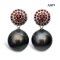 15.6 mm and 15.8 mm, Tahitian Pearl, Garnet Funnel Pearl Stud Earrings