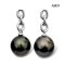 15.1 mm and 15.4 mm, Tahitian Pearl, Link Chain Dangle Pearl Stud Earrings