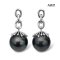 Approx. 15.6 mm, Tahitian Pearl, Link Chain Dangle Pearl Icicle CZ Cap Stud Earrings