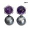 Approx. 11.0 mm, Tahitian Pearl, Amethyst Dot Pearl Stud Earrings