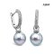 Approx. 8.0 mm, Akoya Blue Rose Pearl, Latch Back Front CZ Paved Earrings with Pearl Jacket