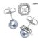 Approx. 7.0 - 7.5 mm, Akoya Blue Rose, Pearl Stud Earrings with Octagon Halo Moissanite Paved Jacket