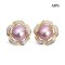 Approx. 11.0 -12.0  mm, Edison Pearl, Solitaire Pearl Flower Halo CZ Stud Earrings