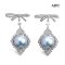 Approx. 13.0 mm, Amami Oshima Mabe Pearl, Bow Moissanite Paved Dangle Pearl Stud Earrings