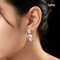 Approx. 14.0 mm, Freshwater Pearl, Octagon Baguette Shape CZ Paved Dangle Pearl Stud Earrings