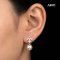 10.6 mm, Edison Pearl, Fleur de lis CZ Paved Dangle Pearl Stud Earrings