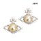 Approx. 7.5 mm up, Moonlight Lot, Akoya Pearl, Vivian CZ Paved Pearl Stud Earrings