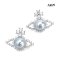 Approx. 8.0 mm, Akoya Pearl, Vivian CZ Paved Pearl Stud Earrings