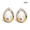 Approx. 7.9 mm, Akoya Pearl, Drop CZ Paved Pearl Stud Earrings