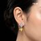 14.2 mm and 14.2 mm, Gala Gold Lot, Gold South Sea Pearl, Flower Diamond Paved Dangle Pearl Stud Earrings