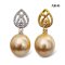 14.0 mm and 14.1 mm, Gold South Sea Pearl, Royal Lotus Moissanite Paved Dangle Pearl Stud Earrings