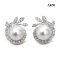 9.6 mm and 9.7 mm, Akoya Pearl, Pearl Halo Botanic Diamond Paved Stud Earrings
