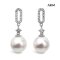 (PSL) Approx. 7.5 mm, Aurora Hanadama, Akoya Pearl, O Ring Diamond Dangle Pearl Stud Earrings