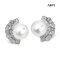 10.3 mm and 10.4 mm, White South Sea Pearl, Art Deco Diamond Pearl Stud Earrings