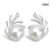 Approx. 12.0 -13.0 mm, White South Sea Pearl, Peacock Plume Pearl Stud Earrings