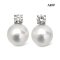 6.9 mm and 7.0 mm, Akoya Pearl, Diamond Dot Pearl Stud Earrings