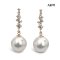 12.7 mm and 12.8 mm, White South Sea Pearl, Diamond Icicle Dangle Pearl Stud Earrings