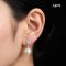 12.3 mm and 12.5 mm, White South Sea Pearl, Squre Shape Diamond Paved Dangle Pearl Stud Earrings