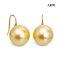 13.5 mm and 13.5 mm, Gold South Sea Pearl, Fish Hooks Pearl Earrings