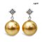(PSL) (Amami Oshima) Approx. 10.5 mm, Aurora Moon Rainbow, Diamond Dangle Pearl Stud Earrings