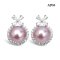 Approx. 9.0 mm, Freshwater Pearl, Pearl Halo CZ Flower Stud Earrings