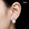 Approx. 11.0 mm, Edison Pearl, Leaves CZ Pearl Stud Earrings