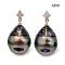 11.8 mm and 11.8 mm, Maki-e Pearl, Tahitian Pearl, Rhombus Shape Diamond Dangle Pearl Stud Earrings
