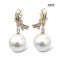 12.1 mm and 12.1 mm, White South Sea Pearl, Diamond Bow Dangle Pearl Stud Earrings