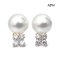 (PSL) Approx. 8.7 mm, Aurora Phoenix, White South Sea Pearl, Clover Leaf Diamond Pearl Stud Earrings