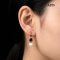 Approx. 9.0 mm, White South Sea Pearl, Triple Cushion Garnet Dangle Pearl Stud Earrings