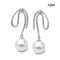 Approx. 10.0 mm, White South Sea Pearl, Bow Long Tail Dangle Pearl Stud Earrings